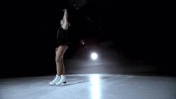 SLO MO DS Figure skater in a scratch spin Stock Footage