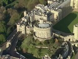 AERIAL CU Windsor Castle Stock Footage