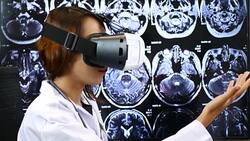 Female Doctor using Virtual reality, Healthcare And Medicine Concept Stock Footage