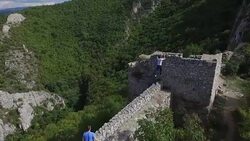 Exploring old castle Stock Footage