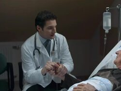 HD DOLLY: Doctor Giving Compassion To Seriously Ill Patient Stock Footage