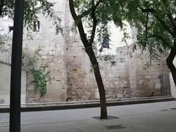 Roman walls and towers, Bacelona. Stock Footage