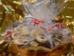 CU Traditional German Christmas cookies in foil / Landshut, Bavaria, Germany Stock Footage