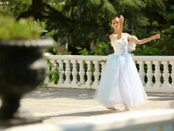ballerina dancing in the alley Stock Footage