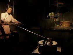 MS Wax statues depict scene of ancient China / Shanghai, China Stock Footage
