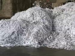 Shredded Paper Prepared for Recycling Process PAN Stock Footage