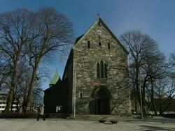 Cathedral in Stavanger, Norway Stock Footage