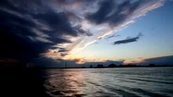 Timelapse-sunset views seen during Boat ride along the Danube Delta canals Stock Footage