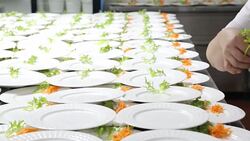 Catering food preparation. Stock Footage