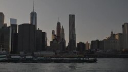 New York ferry at night Stock Footage