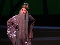 MS TS Actor performing Qinqiang opera in theater, Qinqiang is representative folk opera of northwest china AUDIO / xi'an, shaanxi, china Stock Footage
