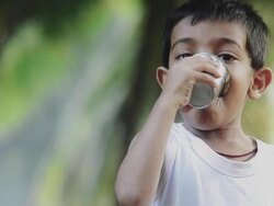 boy drinking water Stock Footage