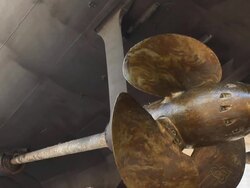 Warship repaired in dock Stock Footage