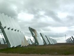 WS Shot of solar panels on cloudy day / Sevilla, Spain Stock Footage