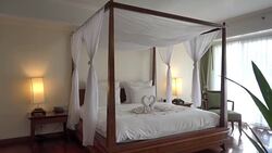 Hotel bedroom interior Stock Footage