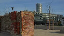 Kennedy Ufer with Cologne Triangle Tower, Cologne, North Rhine-Westphalia, Germany Stock Footage