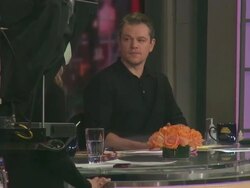 Matt Damon (The Monuments Men) on the Good Morning America show set Stock Footage