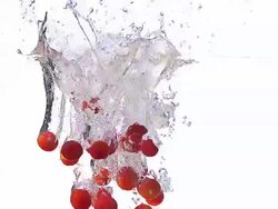High speed Cherry Tomatoes falling in to water 1000fps Stock Footage