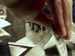 HD: Businessman Validating The Ticket Stock Footage