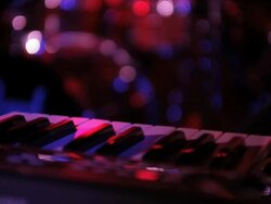 C/U hand playing piano/synthesizer Stock Footage