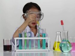 Junior scientist researching at laboratory Stock Footage