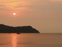 Sunrise and fishing boats Stock Footage