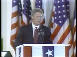 November 4, 1992 MS Bill Clinton victory speech - 'The American people have voted to make a new beginning.'/ Little Rock, Arkansas/ AUDIO Stock Footage