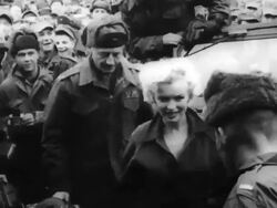 Marilyn Monroe arrives in Korea to support troops Stock Footage