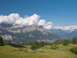 Time Lapse pan ending on the Mont blanc chain Stock Footage