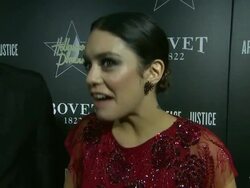 INTERVIEW - Vanessa Hudgens on the event, and on her Academy Awards predictions at the 7th Annual Hollywood Domino & Bovet 1822 Gala Benefitting Artists For Peace And Justice Stock Footage