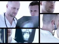 doctors split screen Stock Footage
