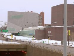 WS View of Walker Art Center during winter / Minneapolis, Minnesota, USA Stock Footage