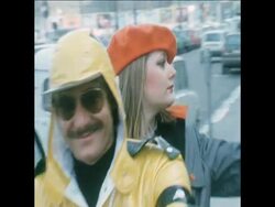 SYND 7 4 76 COURREGES MODEL THEIR AUTUMN WINTER COLLECTION IN A CAR PARK News Clip