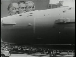 Leonid Brezhnev stands with a crowd during an unveiling ceremony for a statue of Vladimir Lenin. News Clip