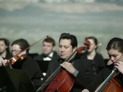 Outdoor Orchesta - Strings Stock Footage