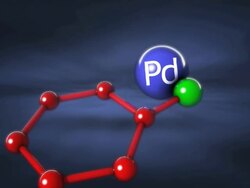 Suzuki reaction. Animation showing the Suzuki reaction, a chemical reaction that forms a carbon-carbon bond between two molecules. Stock Footage