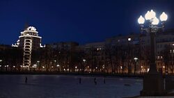 Ice skaters at rink Stock Footage