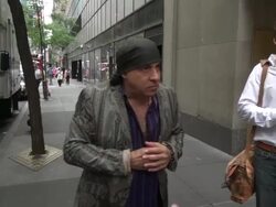 Steven Van Zandt (Lilyhammer) says he's unemployed while outside the Today show in Rockefeller Center Stock Footage