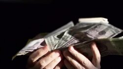 Slow Motion of Counting US Dollar Money With Black Background Stock Footage