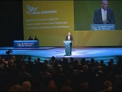 Vince Cable, Liberal Democrat Chancellor, speech to the Liberal Democrat Party Conference 2009 Stock Footage