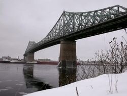 Jacques-Cartier bridge viewed from under Stock Footage