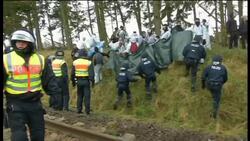 Scuffles between police and activists over train carrying nuclear waste News Clip