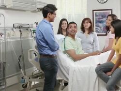 Family visiting relative patient Stock Footage