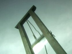 CU Blade of Guillotine falling down / Gwydir Castle, Wales, UK Stock Footage