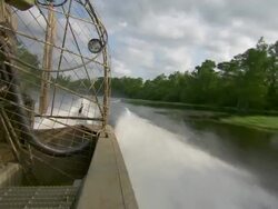 MS POV Airboat speeding through Atchafalaya Basin swamp / Atchafalaya Basin, Louisiana, United States Stock Footage