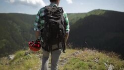 Man mountain Hiker Stock Footage