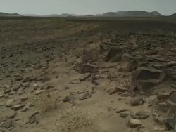 Wide shot of harsh and rugged North African terrain. Stock Footage