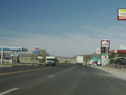 MS TS View of route sixty six passing through city / Seligman, Arizona, USA  Stock Footage