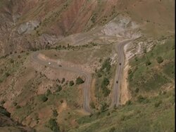 Far off winding mountain road, Iran (sound available) Stock Footage