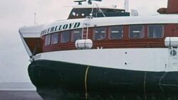 1969 MONTAGE The SR.N4 hovercraft disembaring the Ramsgate Hoverport on the first Channel crossing / Kent, England Stock Footage